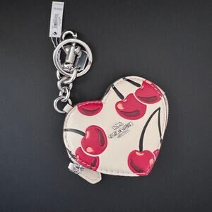 Coach Heart Coin Pouch Bag Charm With Cherry Print CZ091